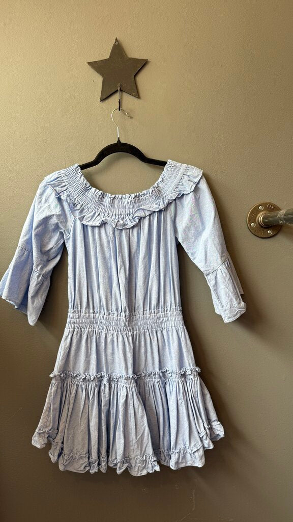 Linen Off the Shoulder Smock Waist Mini Dress