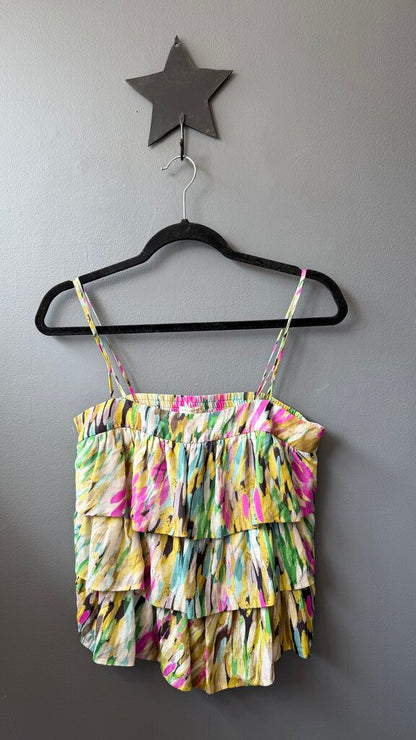 Silk Tiered Print Top