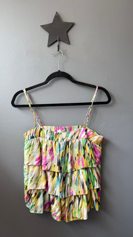 Silk Tiered Print Top