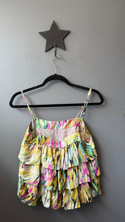 Silk Tiered Print Top