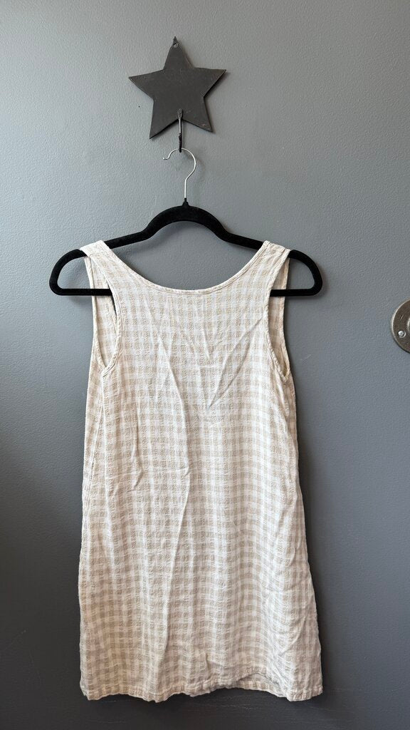 Gingham Linen Blend Tank Dress