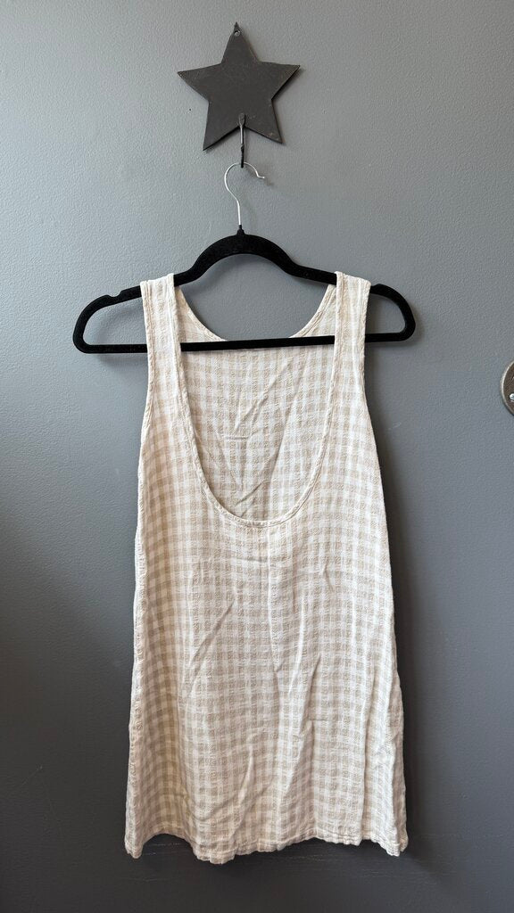Gingham Linen Blend Tank Dress