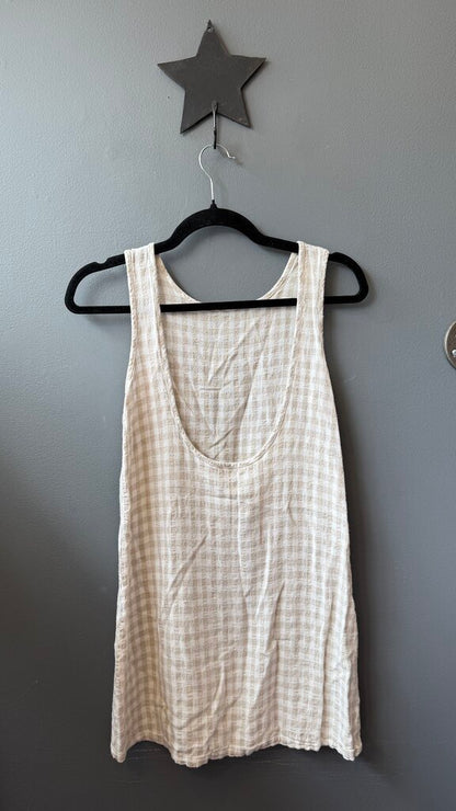 Gingham Linen Blend Tank Dress