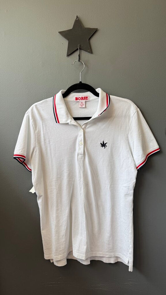 Red Navy Trim Logo Polo