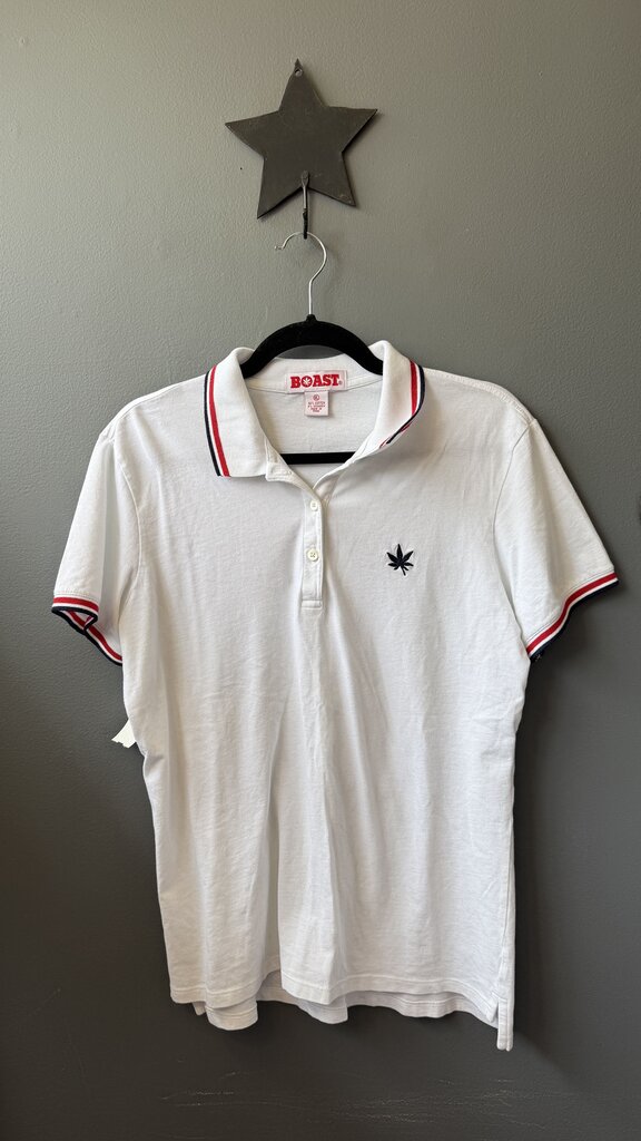 Red Navy Trim Logo Polo