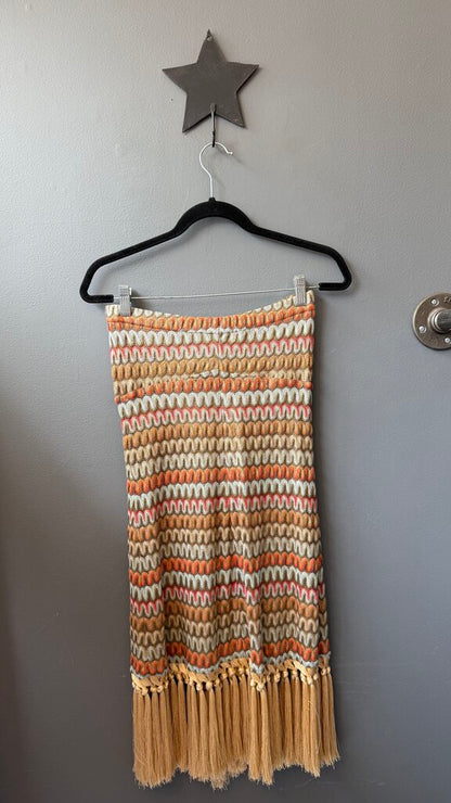 Fringe Hem Strapless Halter Dress