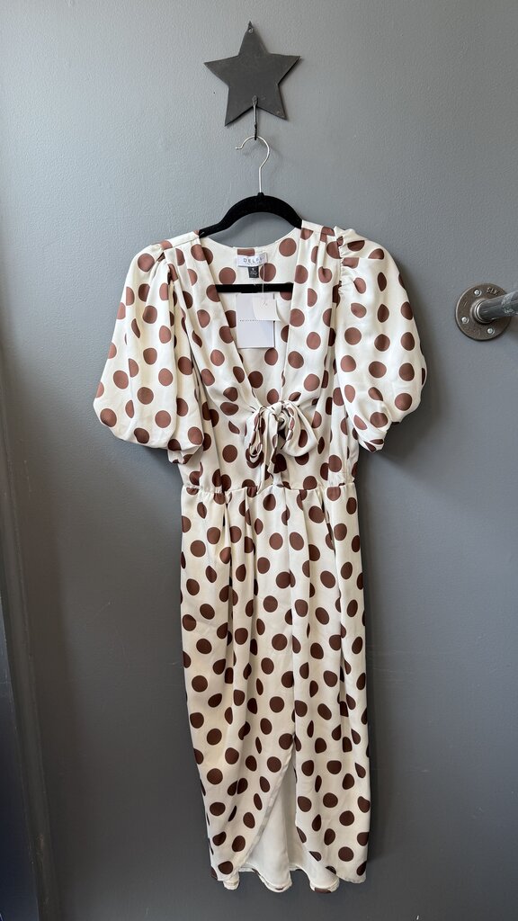 Satin Polka Dot High Low Maxi Dress