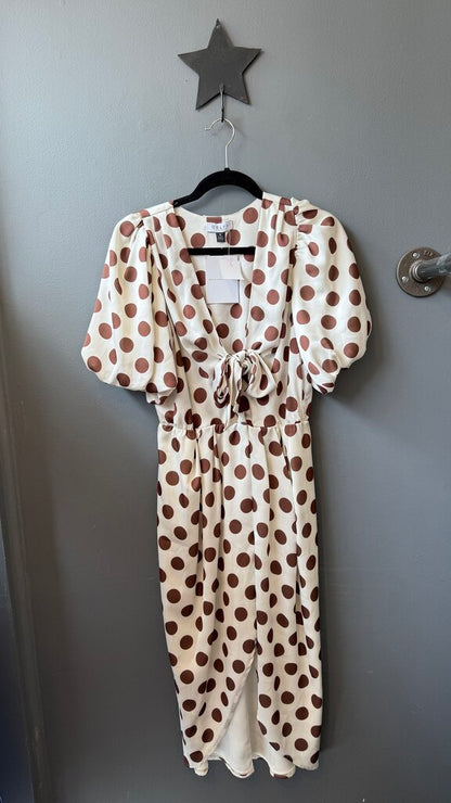 Satin Polka Dot High Low Maxi Dress
