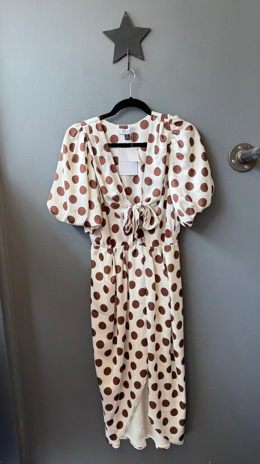 Satin Polka Dot High Low Maxi Dress