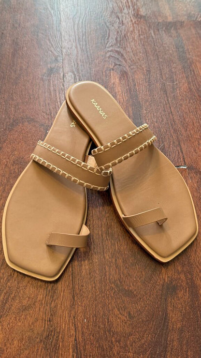 Whipstitch Toe Slide Sandals