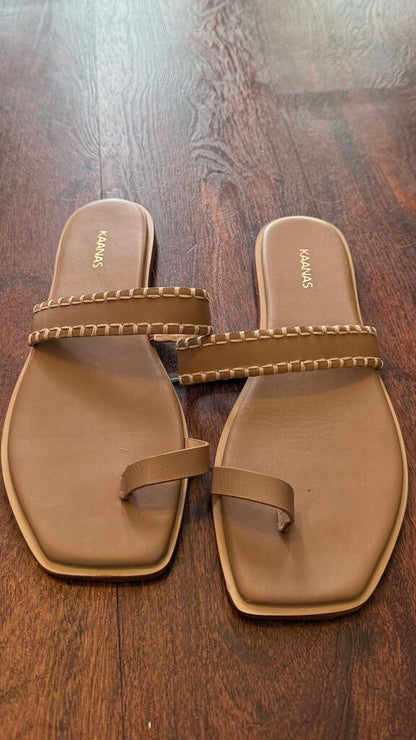 Whipstitch Toe Slide Sandals