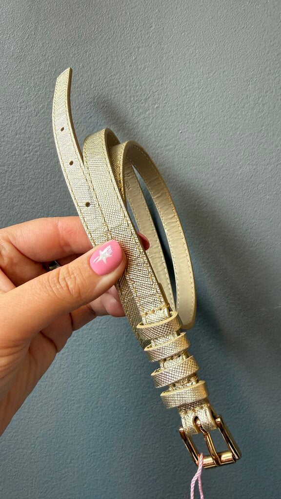 Leather Metallic Thin Belt