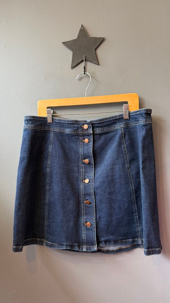 Button Front Denim Skirt