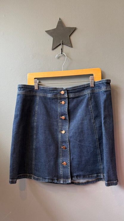 Button Front Denim Skirt