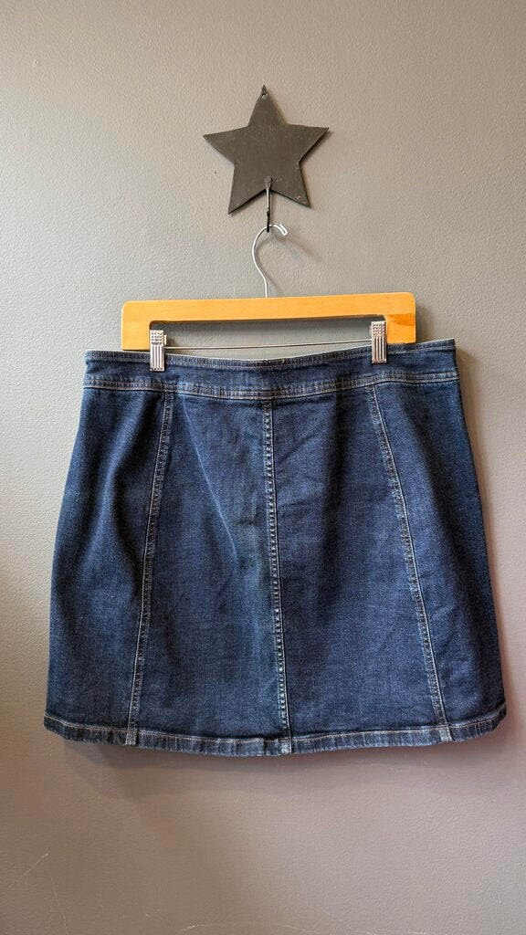 Button Front Denim Skirt