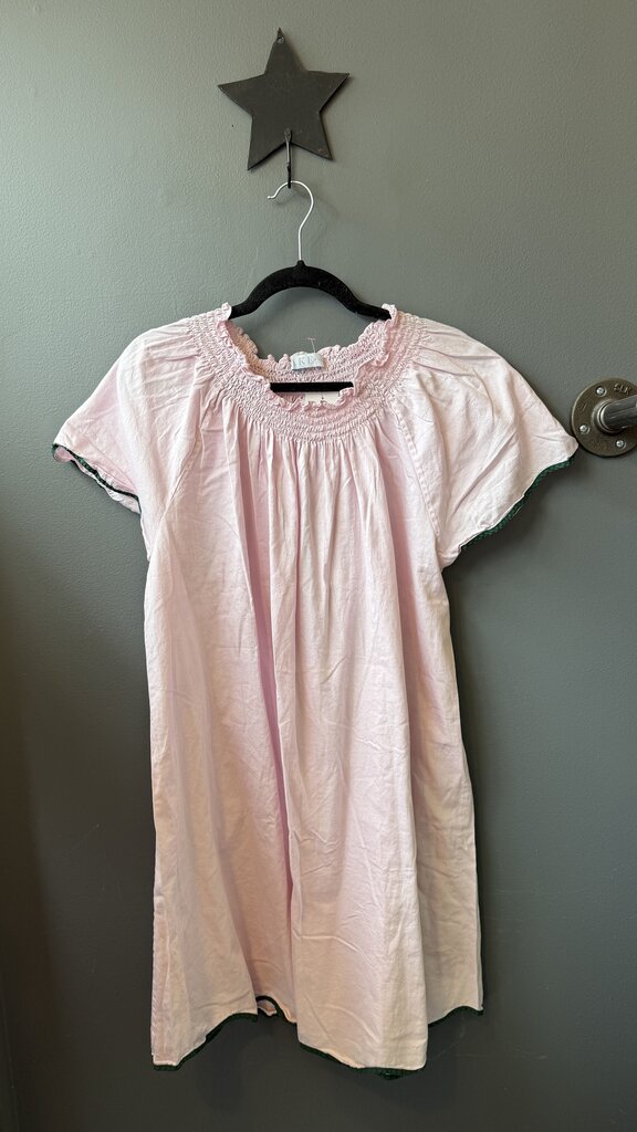 Scallop Trim Smock Neck Dress