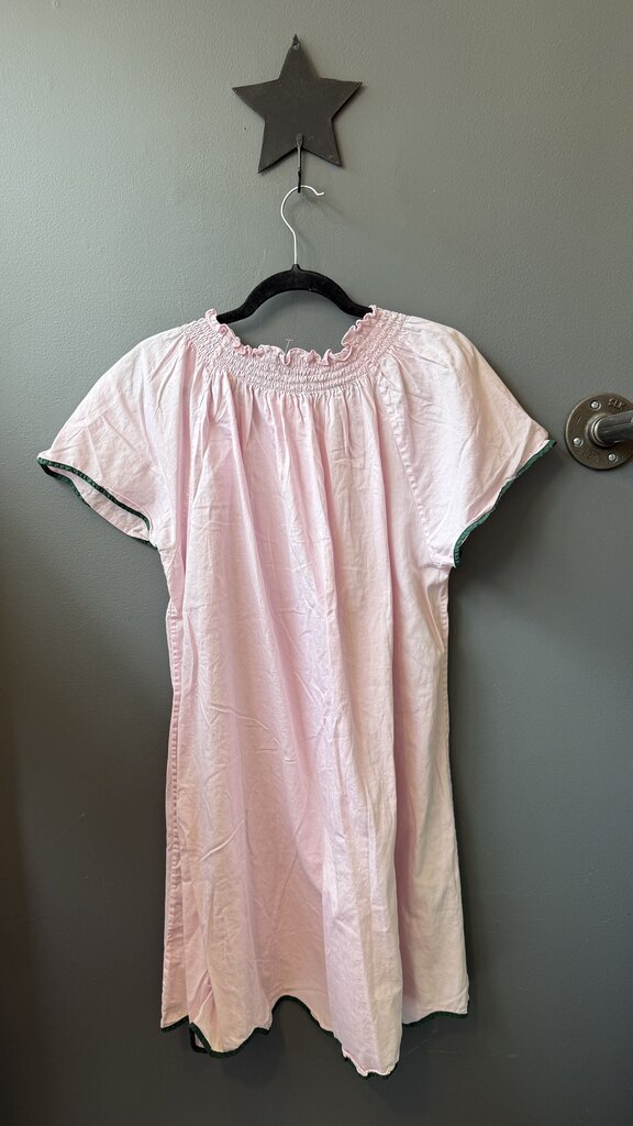 Scallop Trim Smock Neck Dress