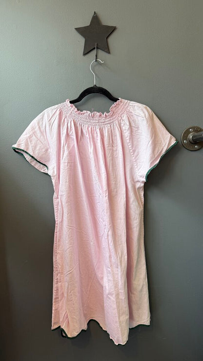 Scallop Trim Smock Neck Dress