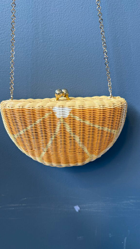Wicker Citrus Slice Crossbody Clutch