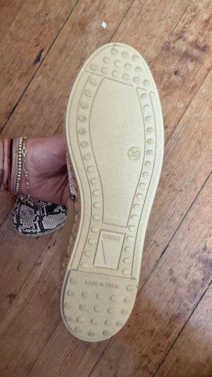 Python Embossed DOrsay Espadrille Flats