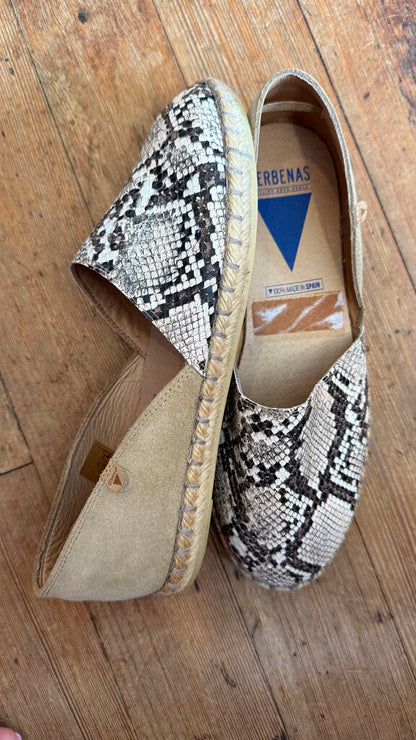 Python Embossed DOrsay Espadrille Flats