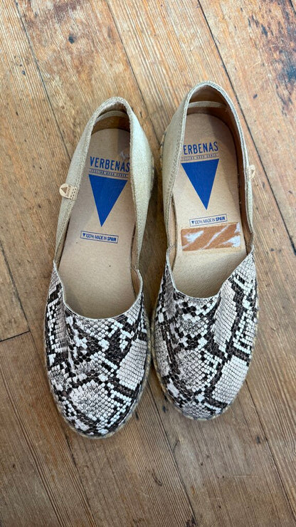Python Embossed DOrsay Espadrille Flats