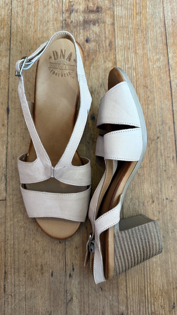 Leather Stacked Heel Sandals
