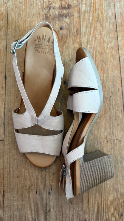 Leather Stacked Heel Sandals