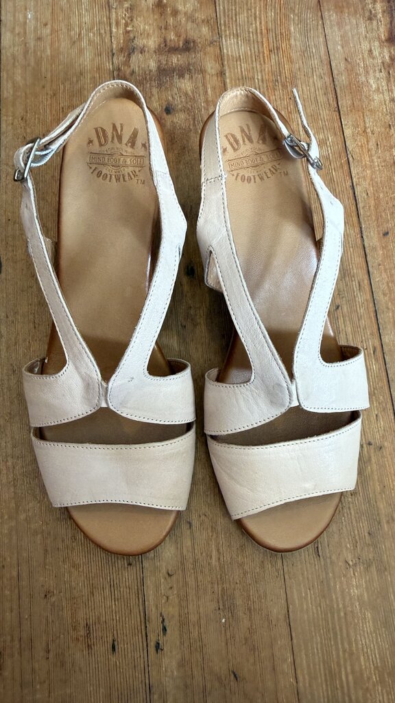 Leather Stacked Heel Sandals