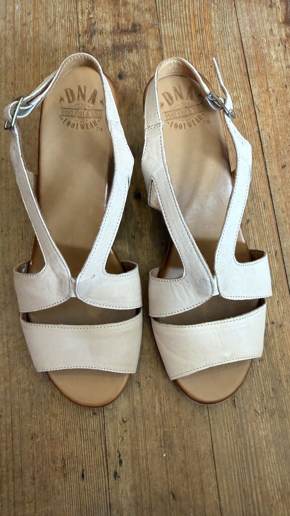 Leather Stacked Heel Sandals