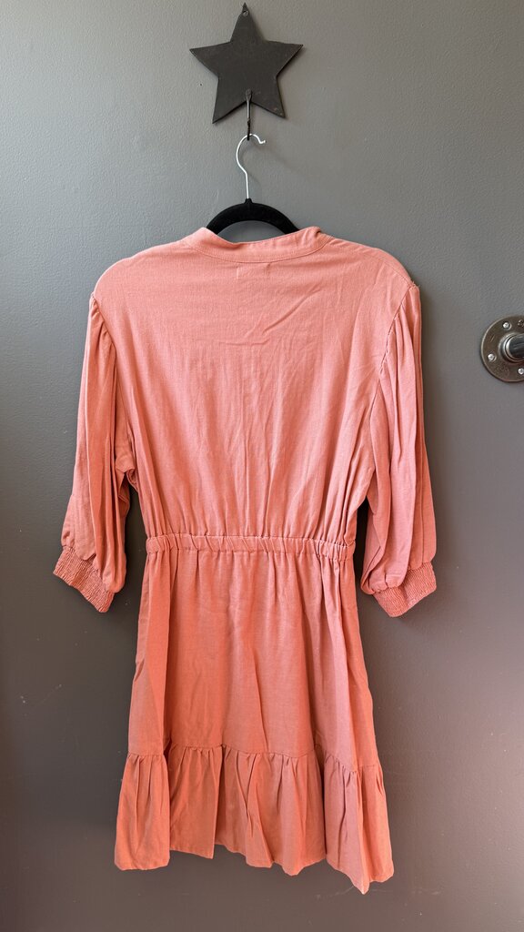 Linen Blend Gathered Waist Dress