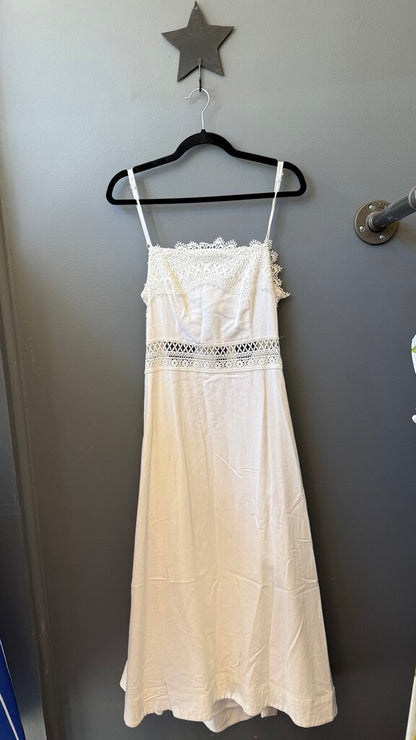 Linen Blend Lace Midi Dress