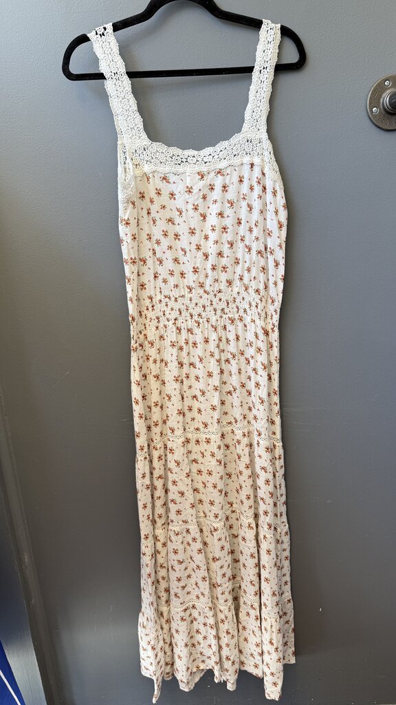 Floral Lace Trim Midi Dress