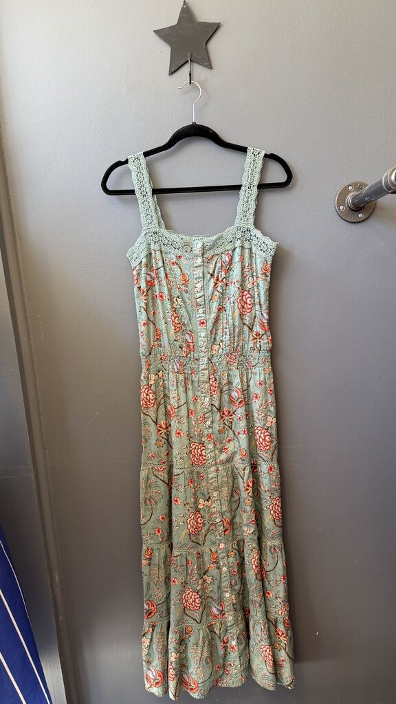 Floral Lace Trim Midi Dress