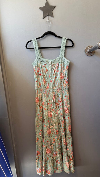 Floral Lace Trim Midi Dress