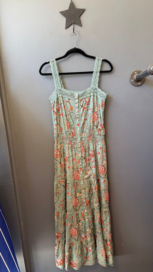 Floral Lace Trim Midi Dress
