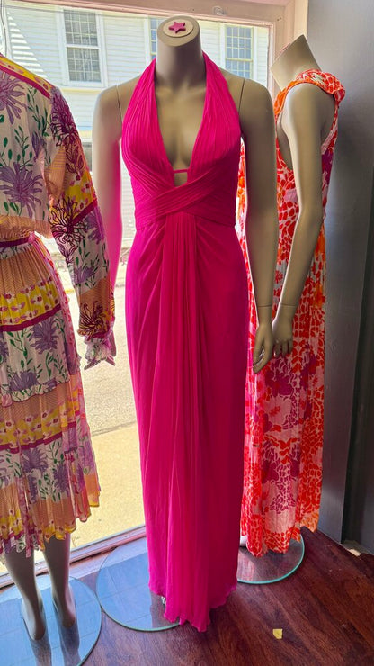 Chiffon Halter Gown Maxi Dress