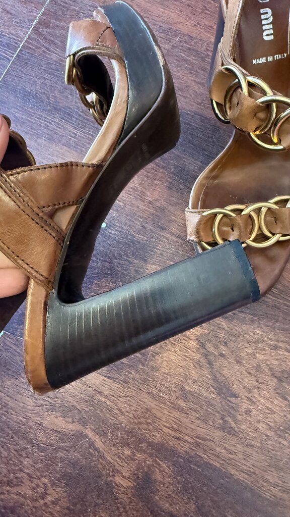 Ring Detail Stacked Heel Sandals