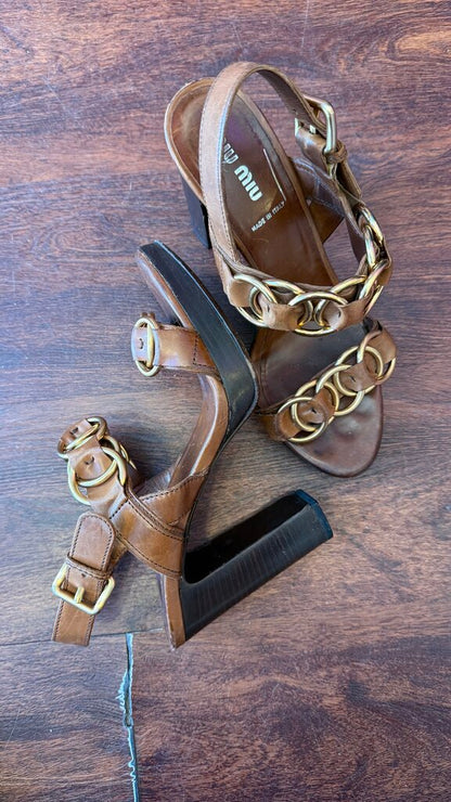 Ring Detail Stacked Heel Sandals
