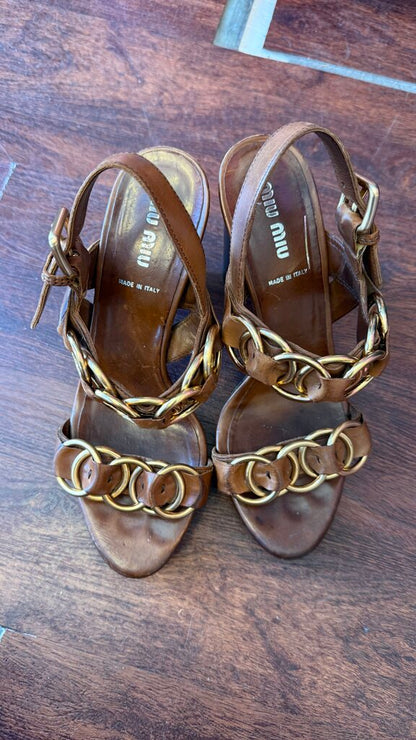 Ring Detail Stacked Heel Sandals