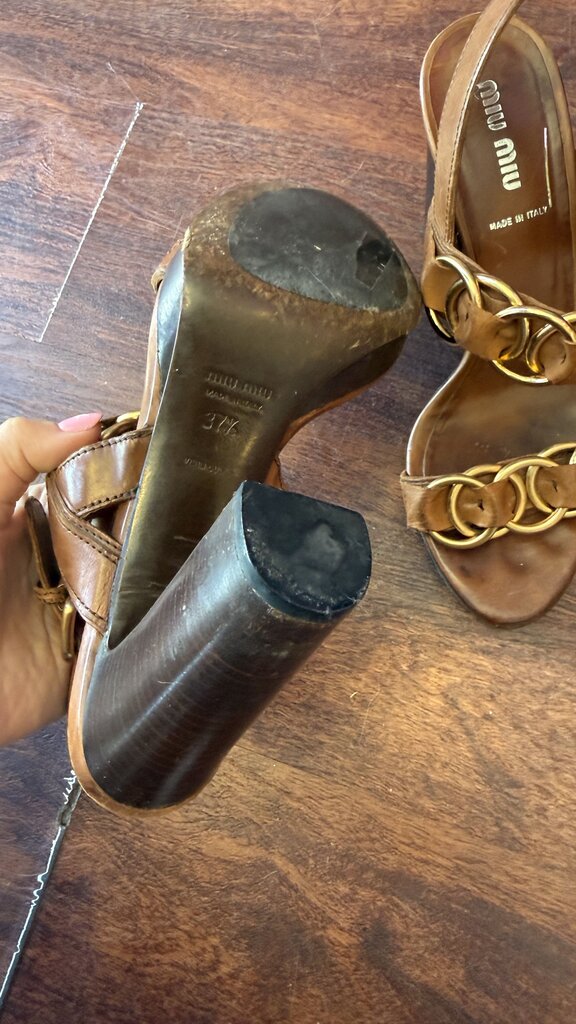 Ring Detail Stacked Heel Sandals