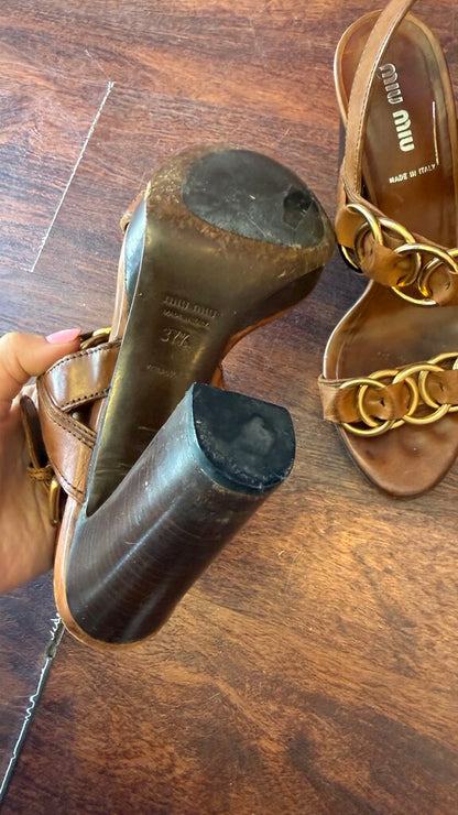 Ring Detail Stacked Heel Sandals