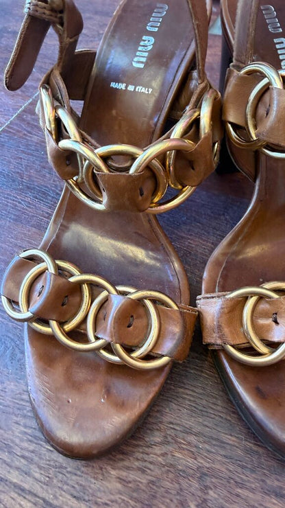 Ring Detail Stacked Heel Sandals
