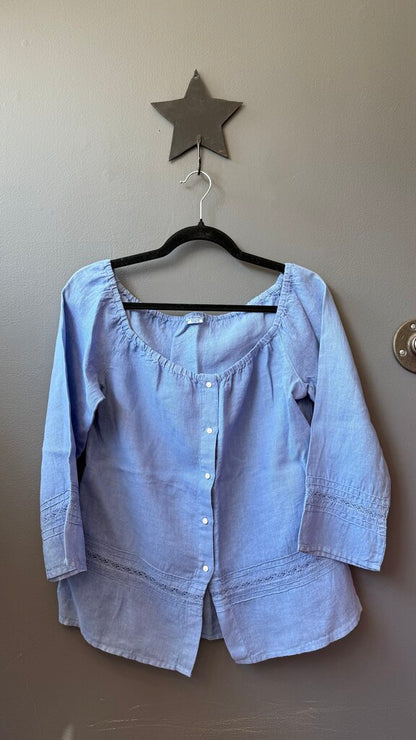 Linen Lace Inlay Top