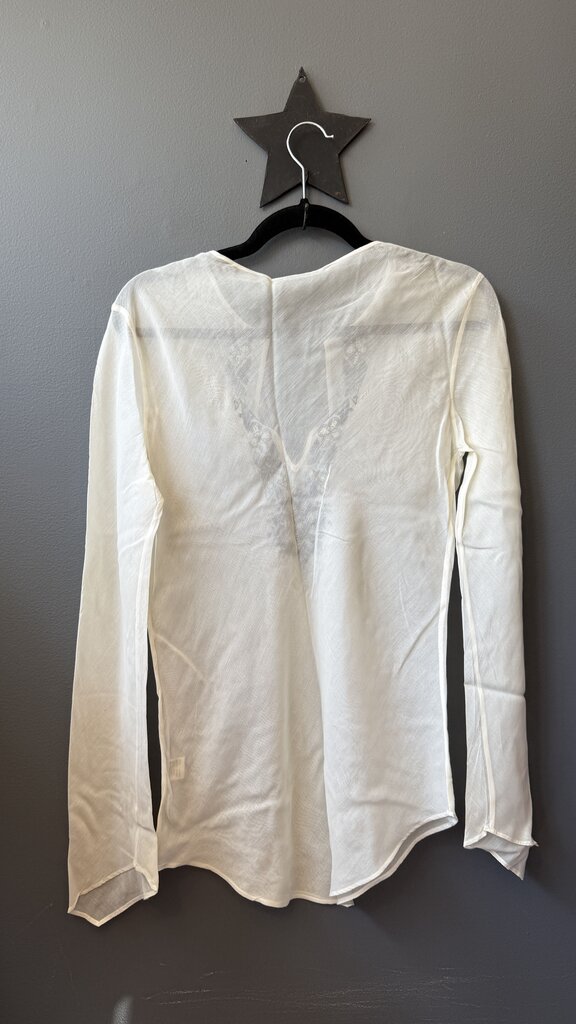 Cotton Silk Tissue Embroidered Tunic Top