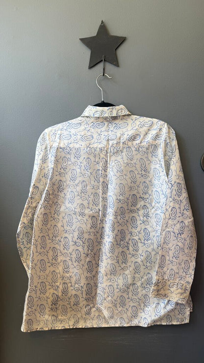 Printed Silk Button Up Blouse
