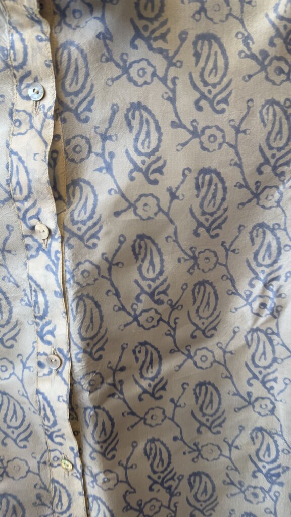 Printed Silk Button Up Blouse