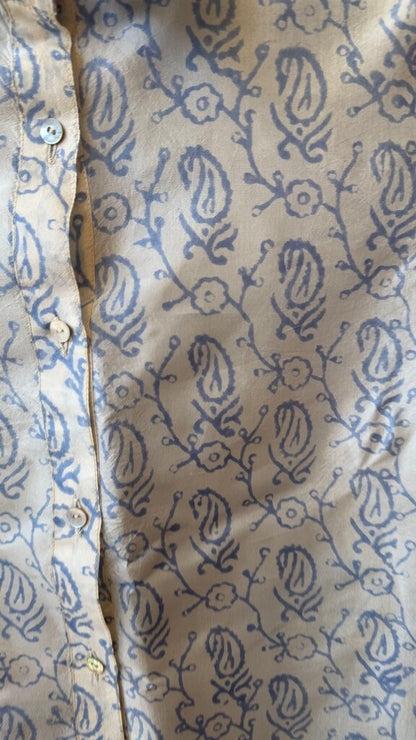 Printed Silk Button Up Blouse