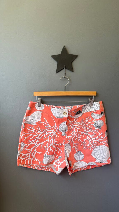 Coral Shell Print Shorts