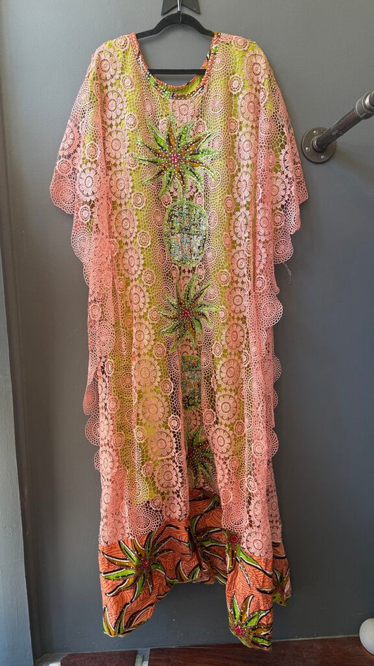 Lace Topper Embellished Caftan